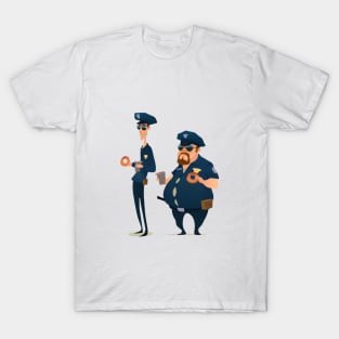Two Police With Donut And Coffee For Lunch T-Shirt
